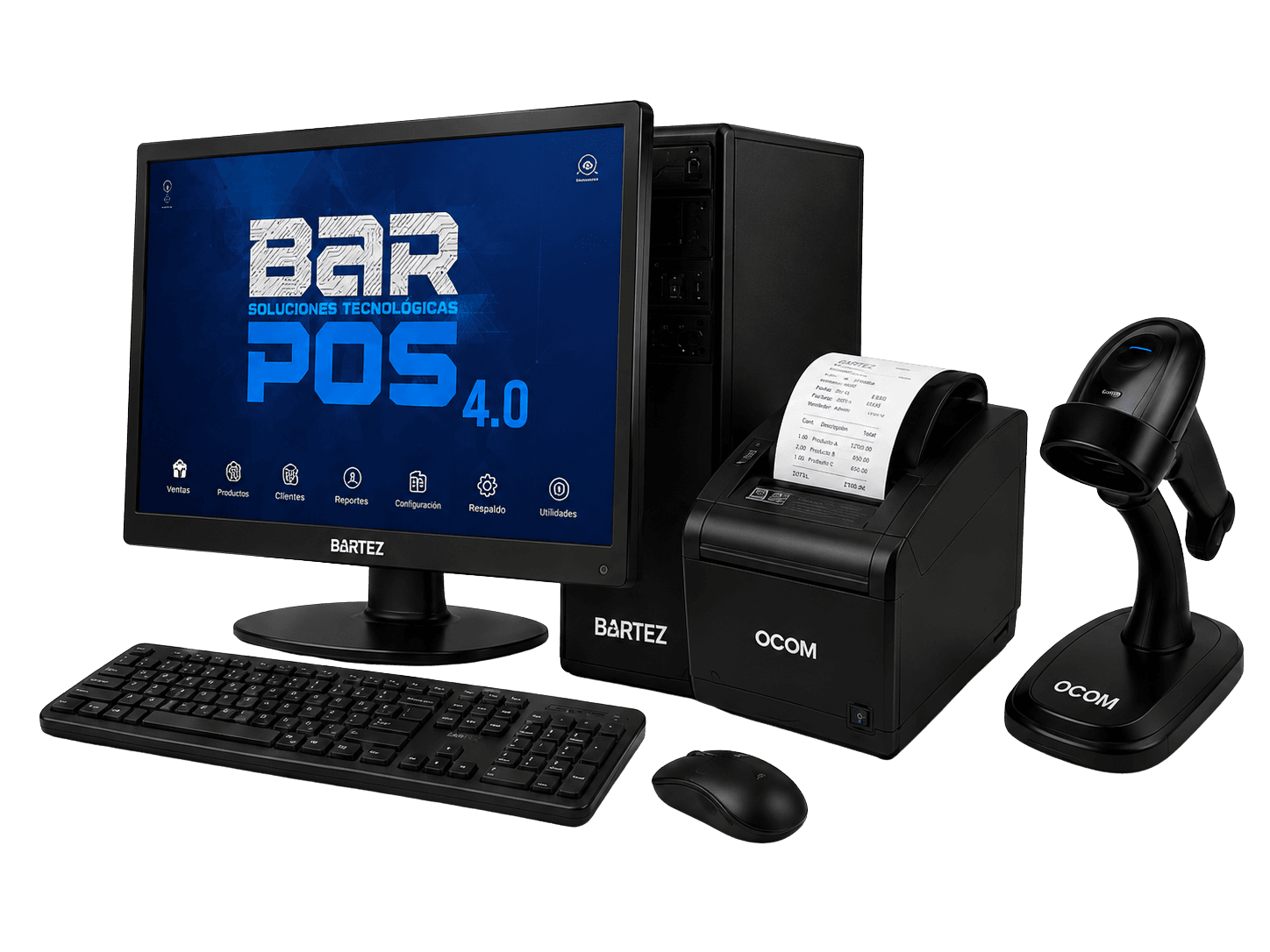 Kit completo BarPOS con PC, impresora termica y lector laser