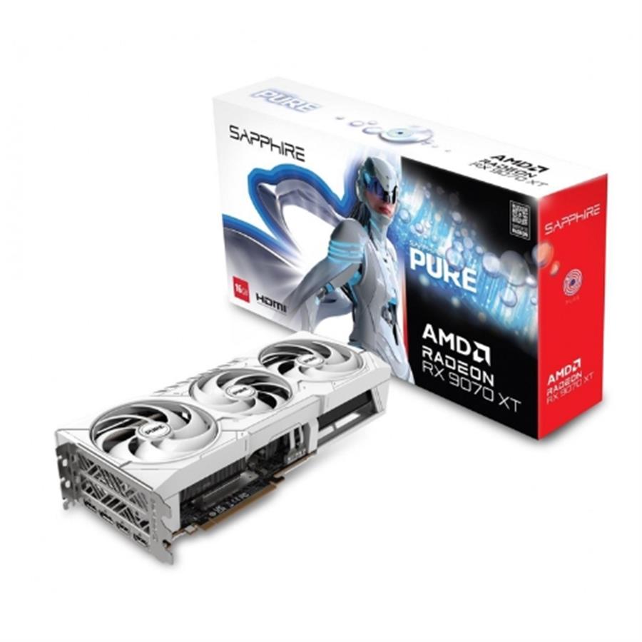 Placa de Video Sapphire Pure Radeon RX 9070 XT OC 16GB White